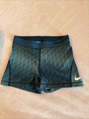 Nike Blue and Teal Gradient Stripe Compression Shorts Size M